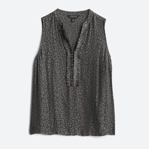 41 Hawthorn Malri Pin-tuck Ruffle Print Sleeveless Blouse Grey Leopard Med
